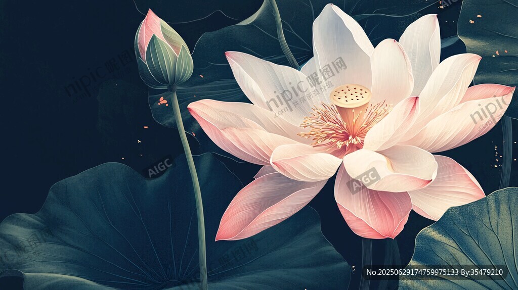 绽放的粉色梦幻荷花