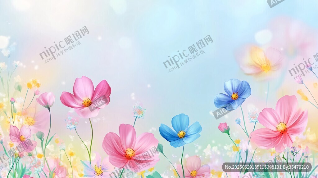 梦幻烂漫的花卉背景图