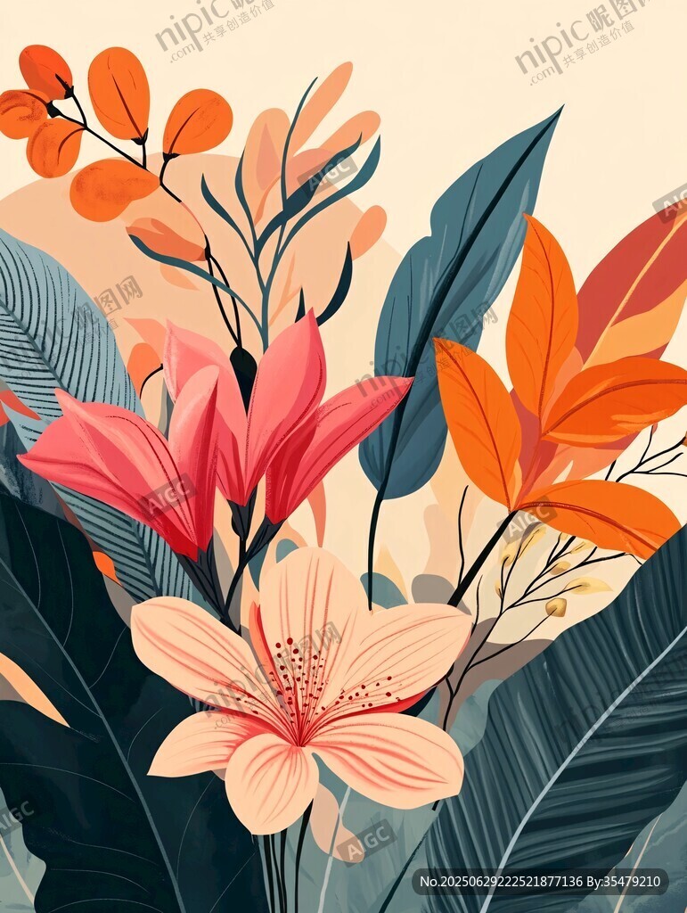 缤纷花卉插画 展现自然之美