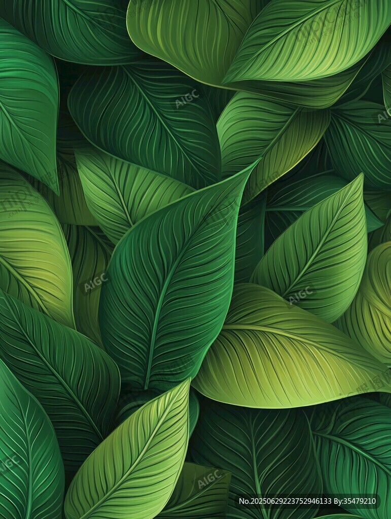 翠绿叶片构成的自然图案