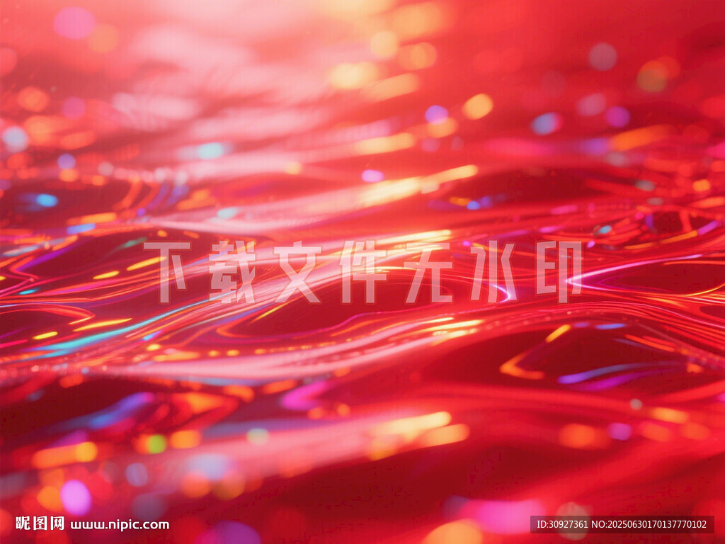红色炫彩水面波纹背景