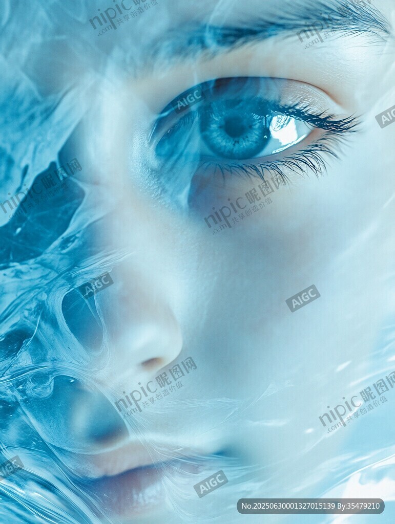 梦幻蓝调下的神秘眼眸