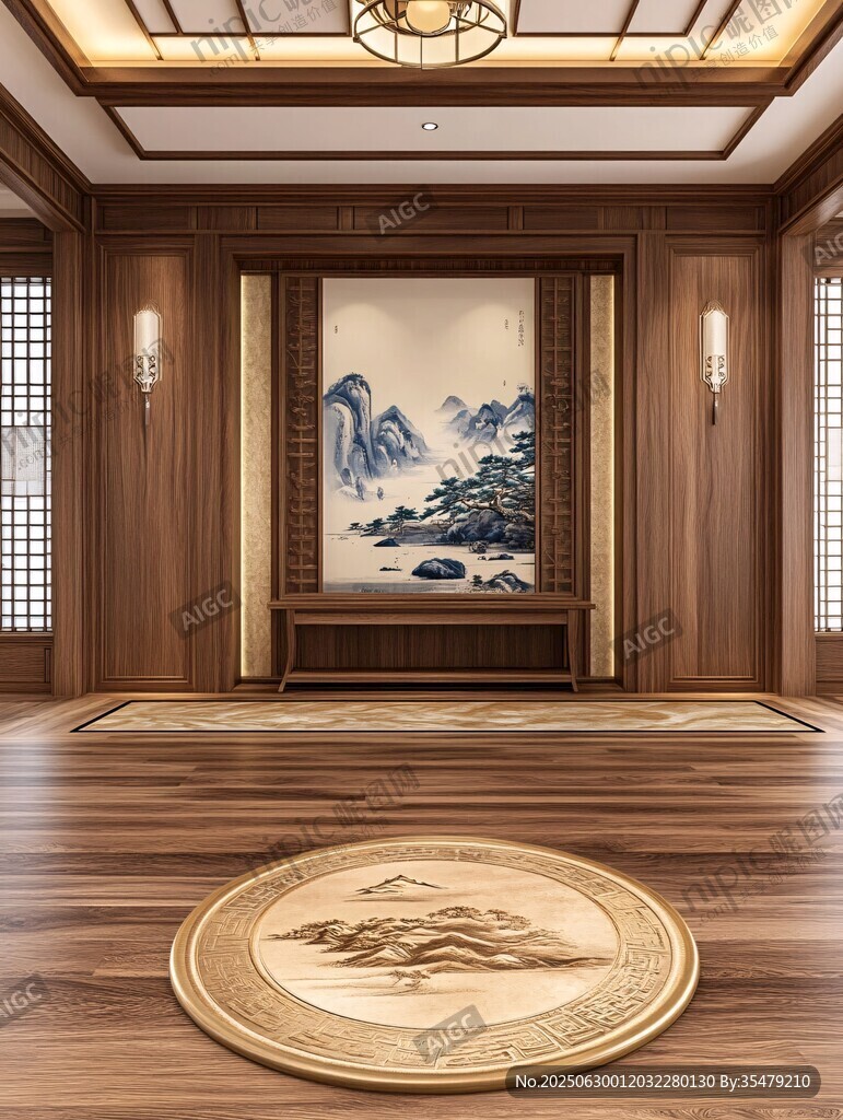 中式典雅客厅玄关展示