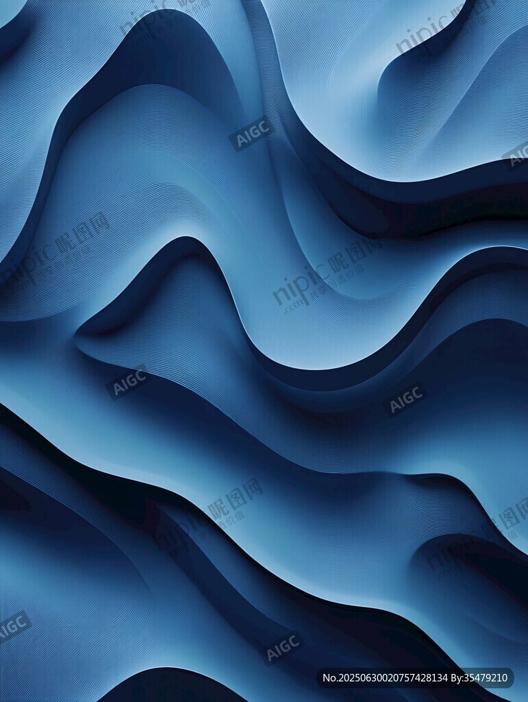 蓝色立体波浪纹理背景