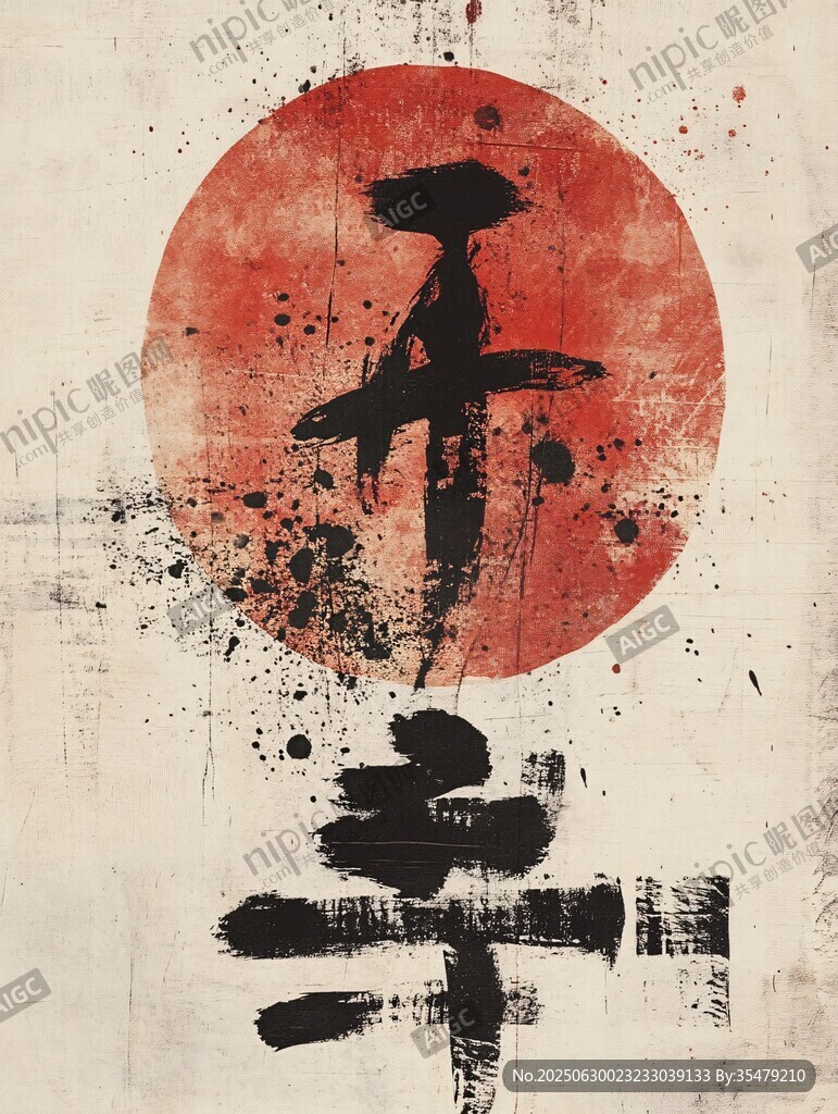 日式水墨风书法艺术画面