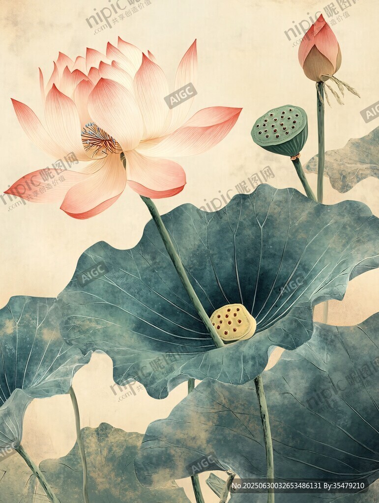 水墨荷花图