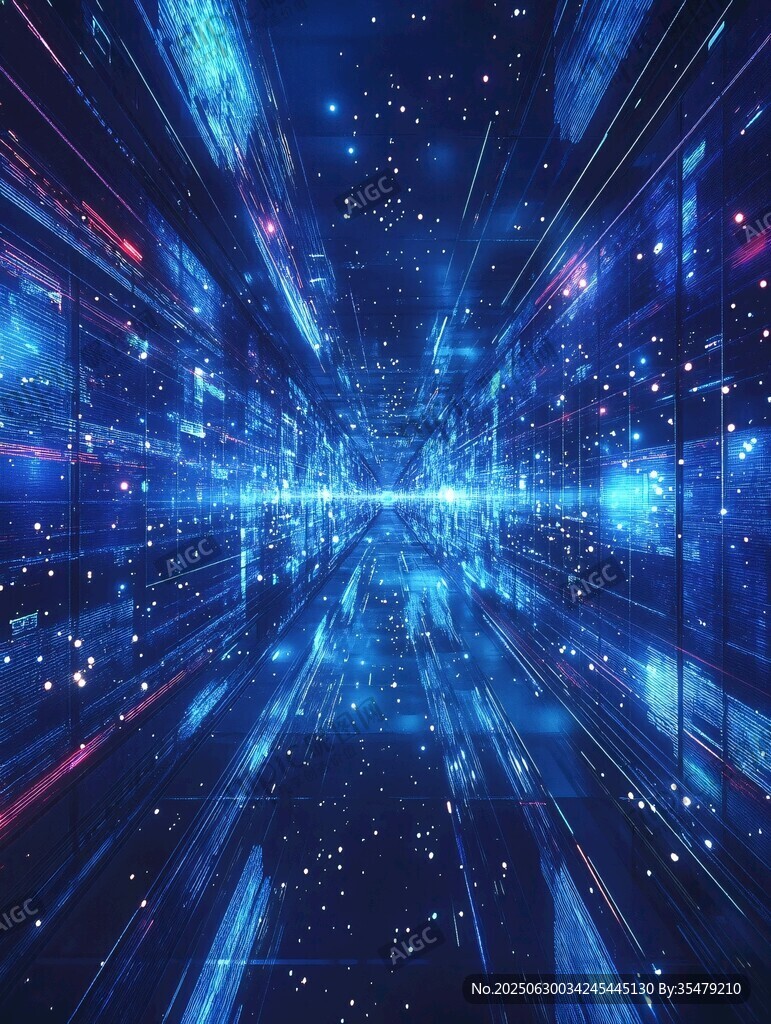 梦幻蓝色科技感空间隧道