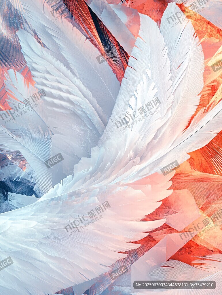 梦幻白色羽翼奇幻图景