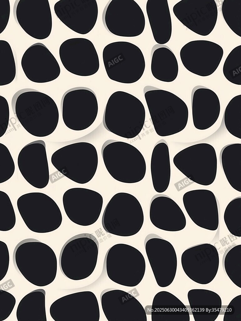 黑白不规则图形无缝图案