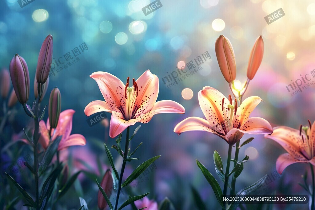 梦幻百合绽放美丽花景