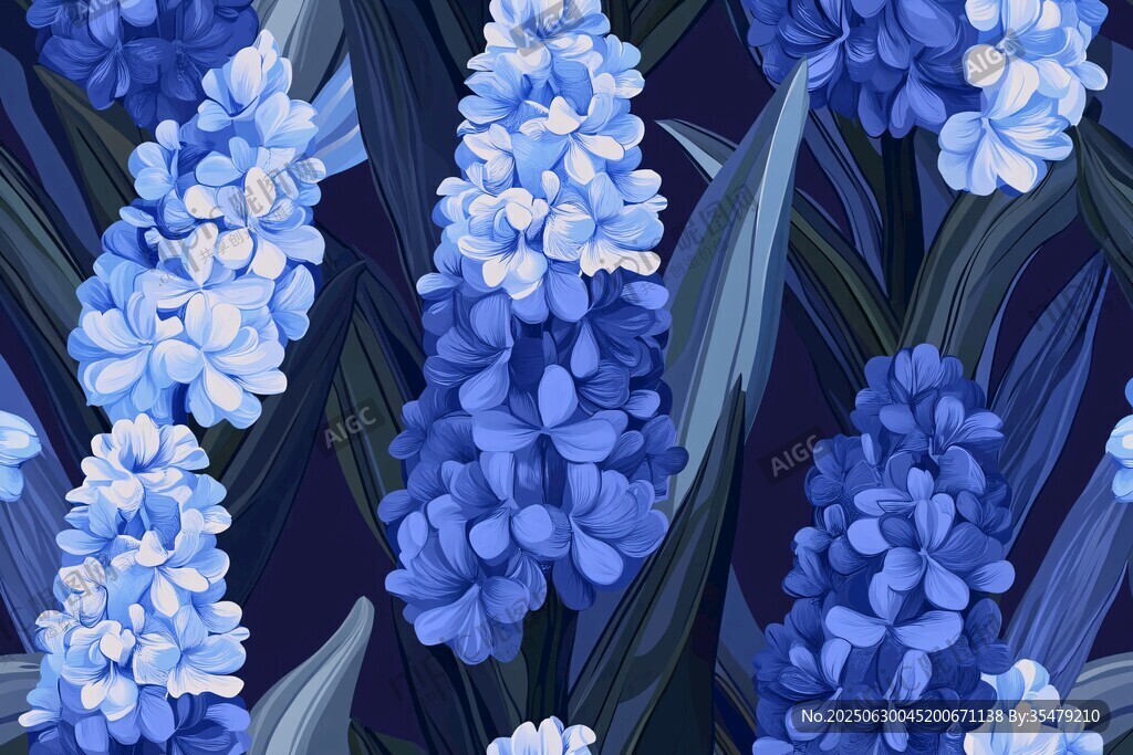 蓝风信子花卉图案背景图