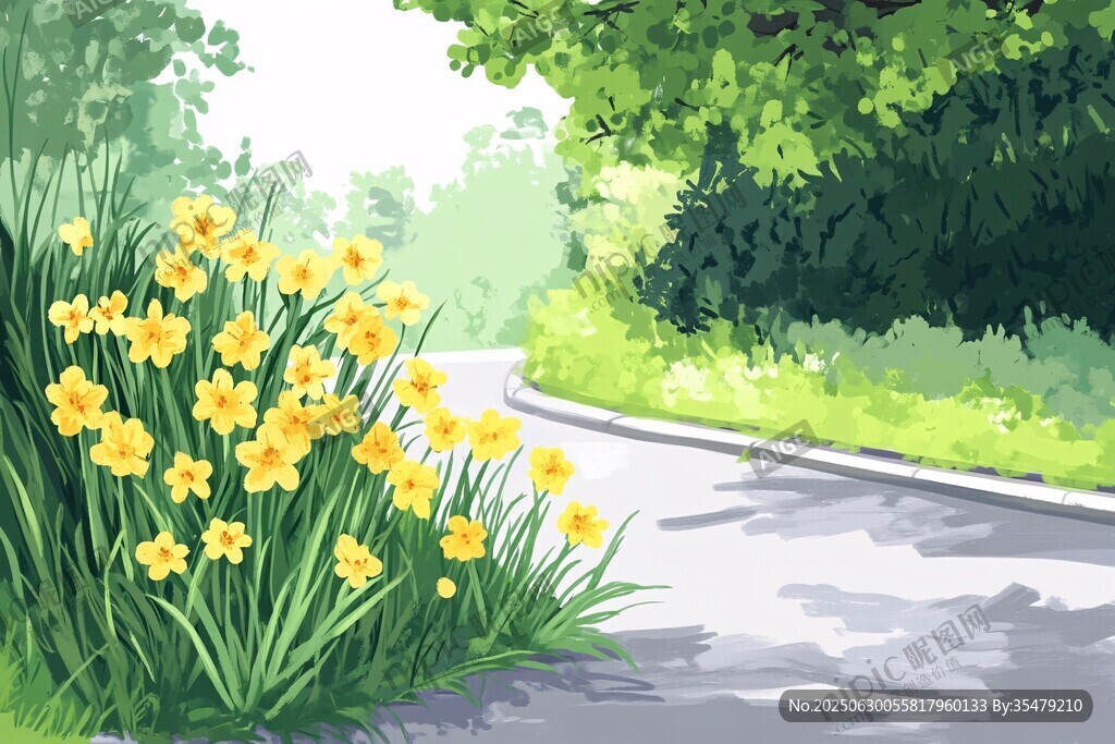 春日路边绽放的黄色小花