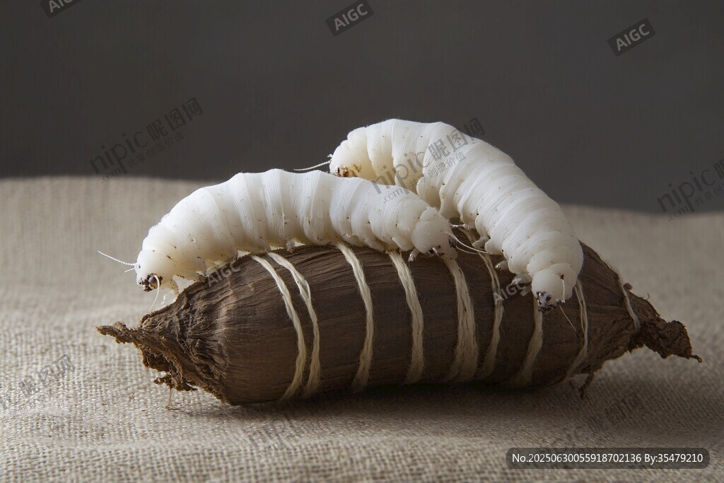 蚕宝宝趴在食物上