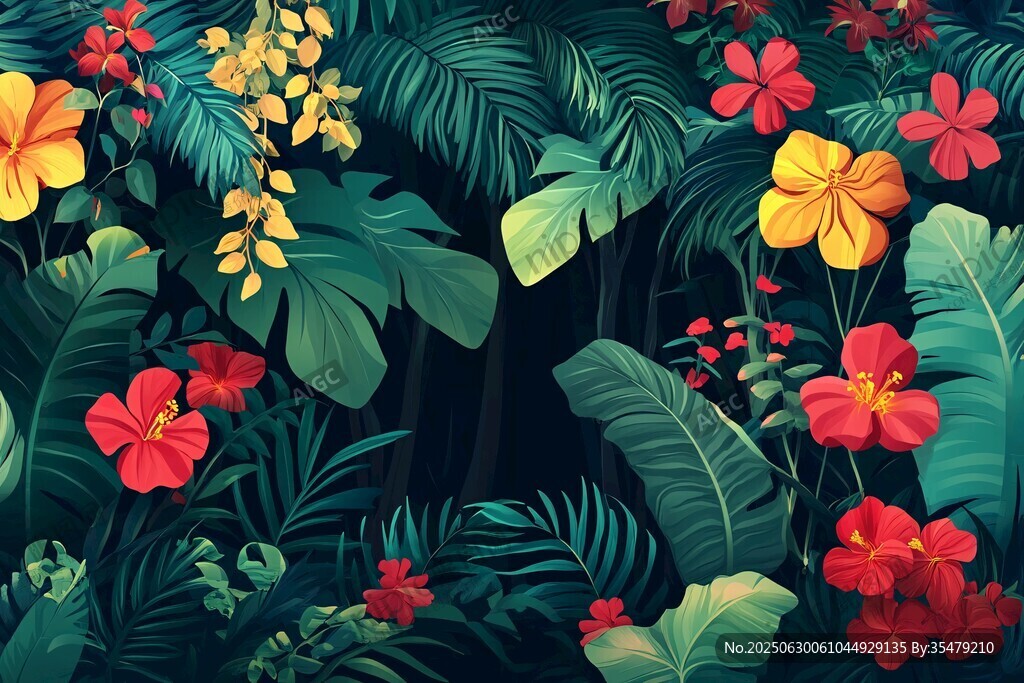 热带花卉植物绚丽图景