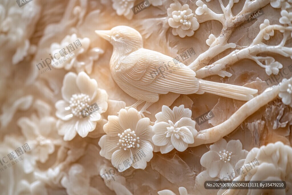 花鸟浮雕艺术品细节展示