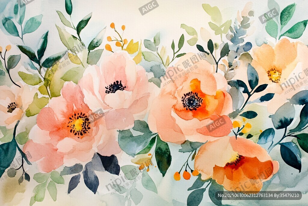 水彩花卉 柔美浪漫花卉绘