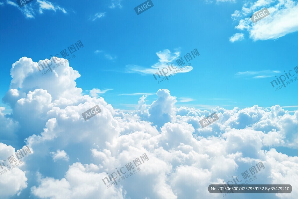 梦幻蓝天与蓬松云朵
