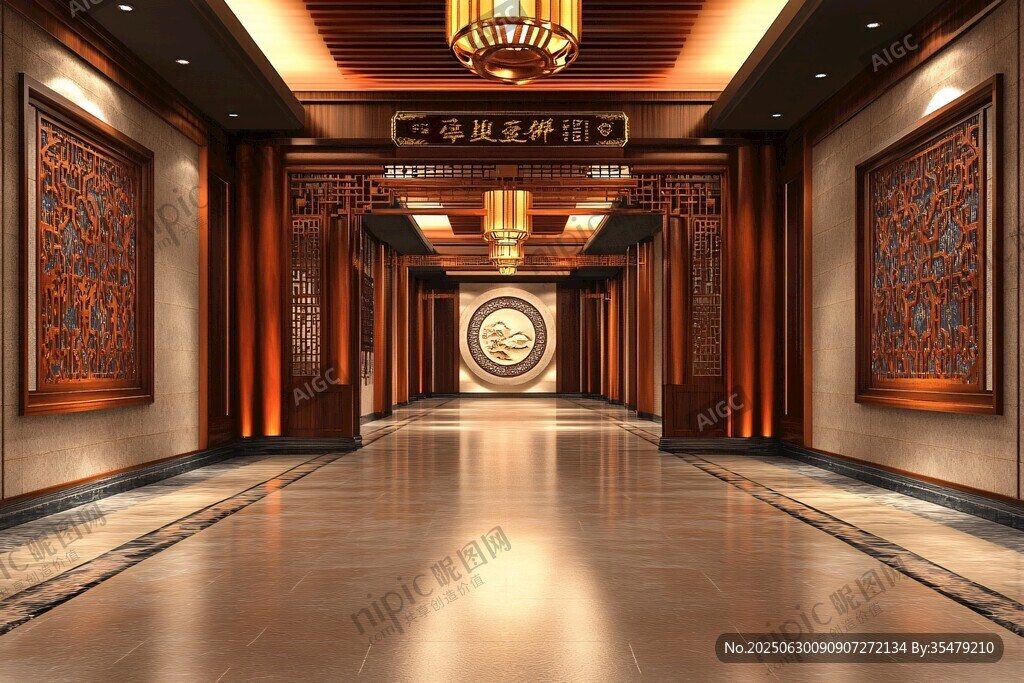 中式典雅奢华走廊空间