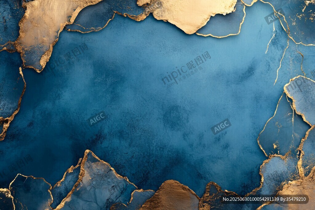 蓝金质感抽象纹理背景图