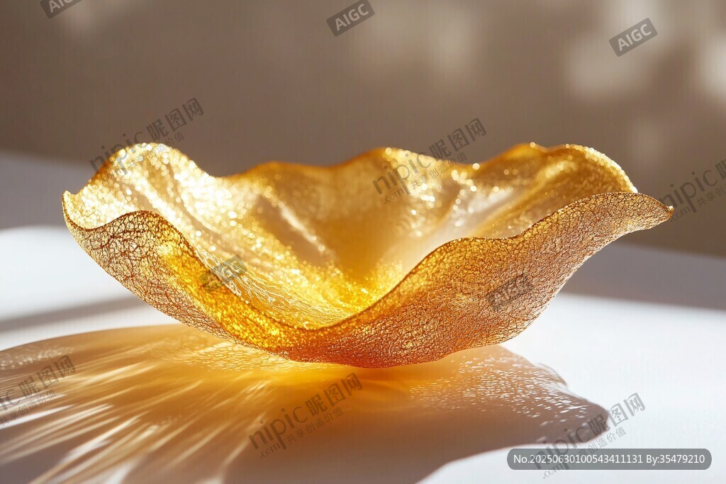 金色波浪形玻璃艺术摆件