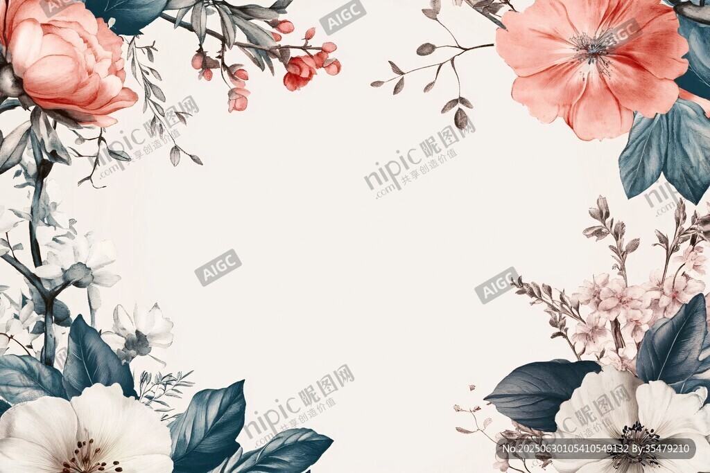 花卉边框插画