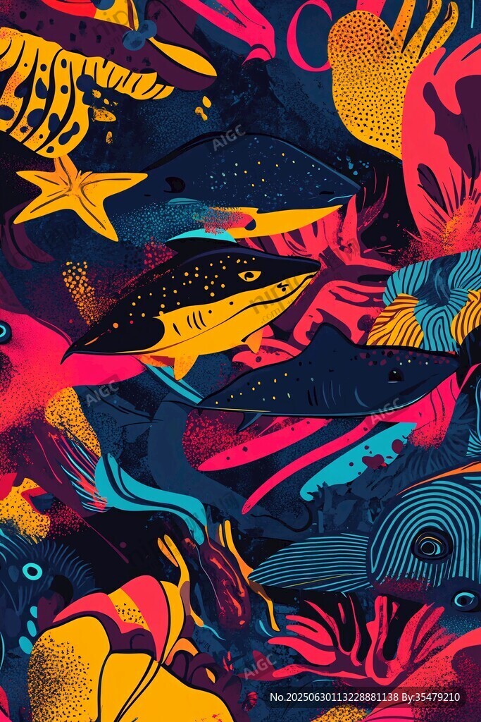 奇幻海底世界绚丽插画