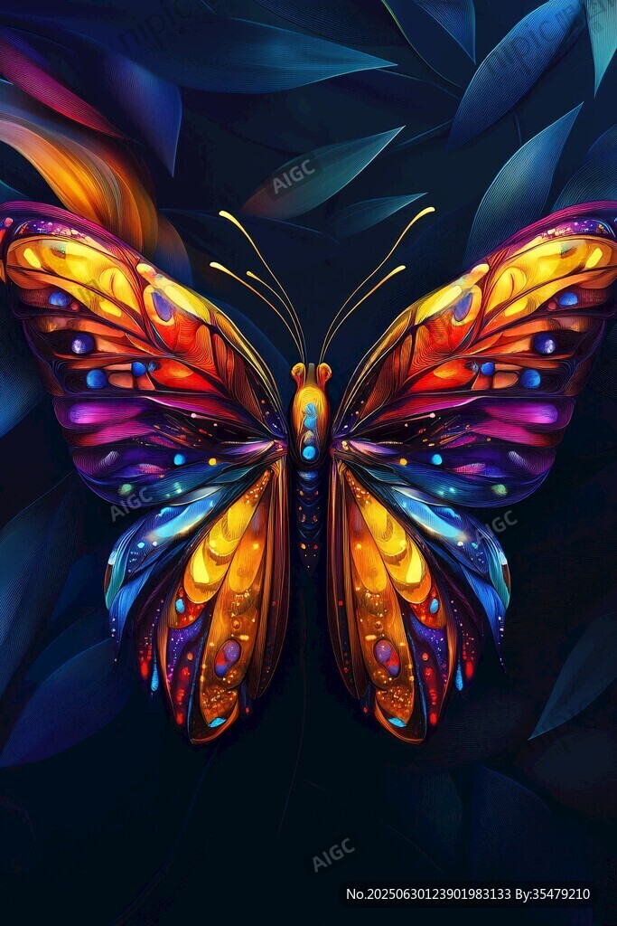 梦幻炫彩蝴蝶插画