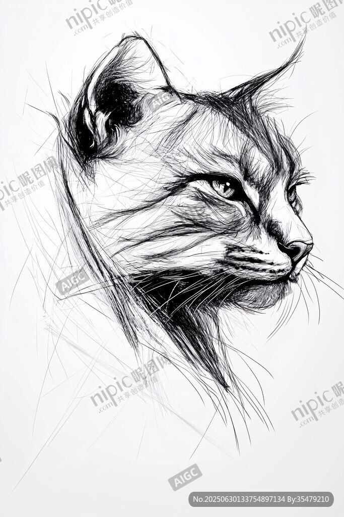 猫咪素描头像