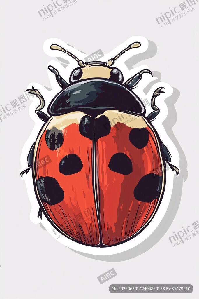 卡通瓢虫贴纸图案设计