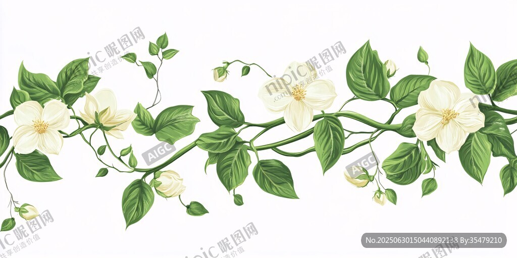 白色茉莉花藤蔓装饰图案