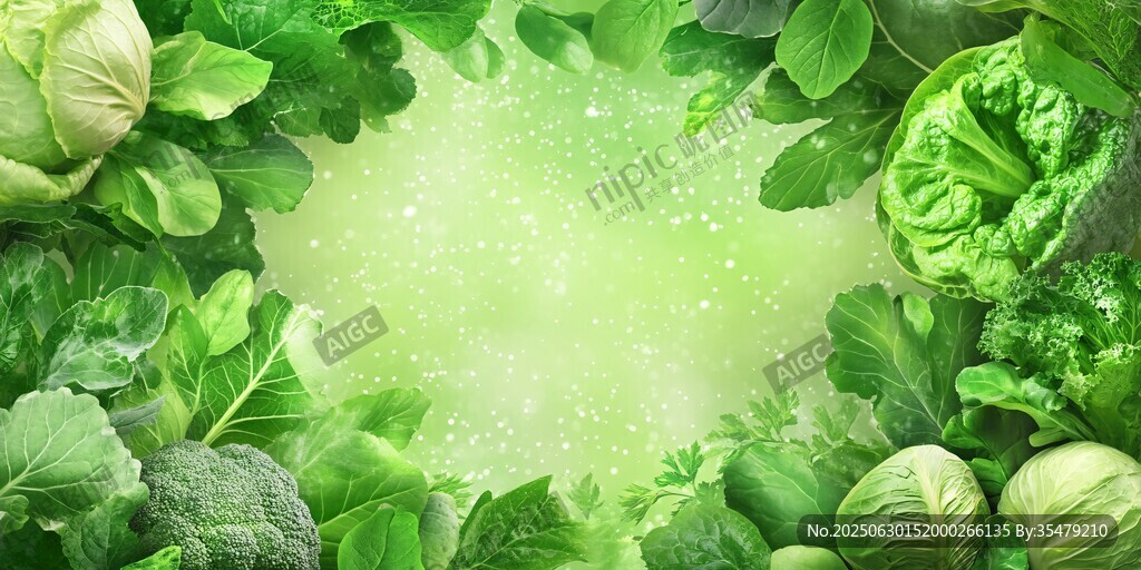 绿色蔬菜环绕的清新画面