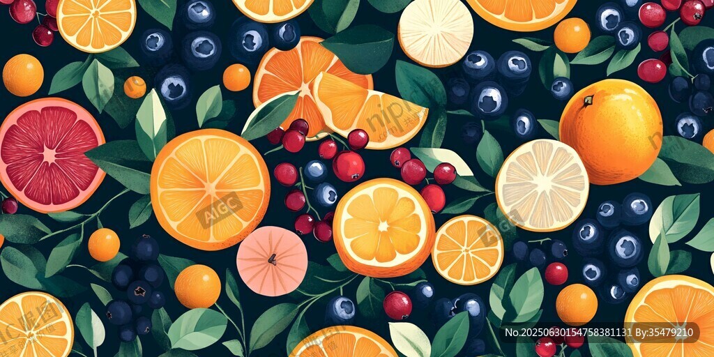 缤纷水果插画图案设计