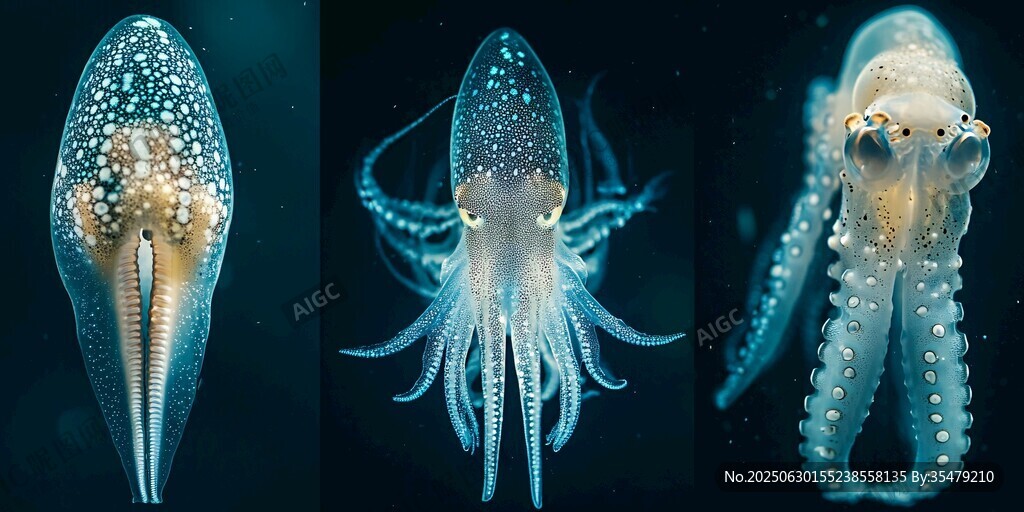 梦幻透明小章鱼的奇妙姿态