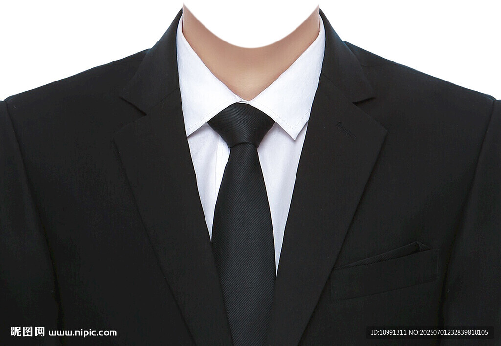男士证件照黑领带西装衣服素材