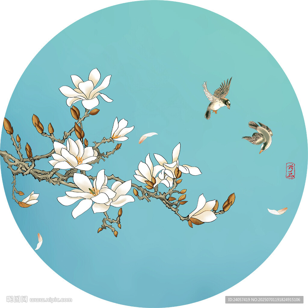 玉兰花鸟