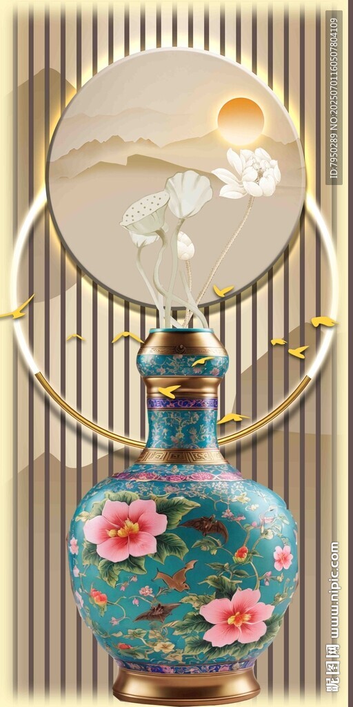 中式古典花瓶与艺术摆件