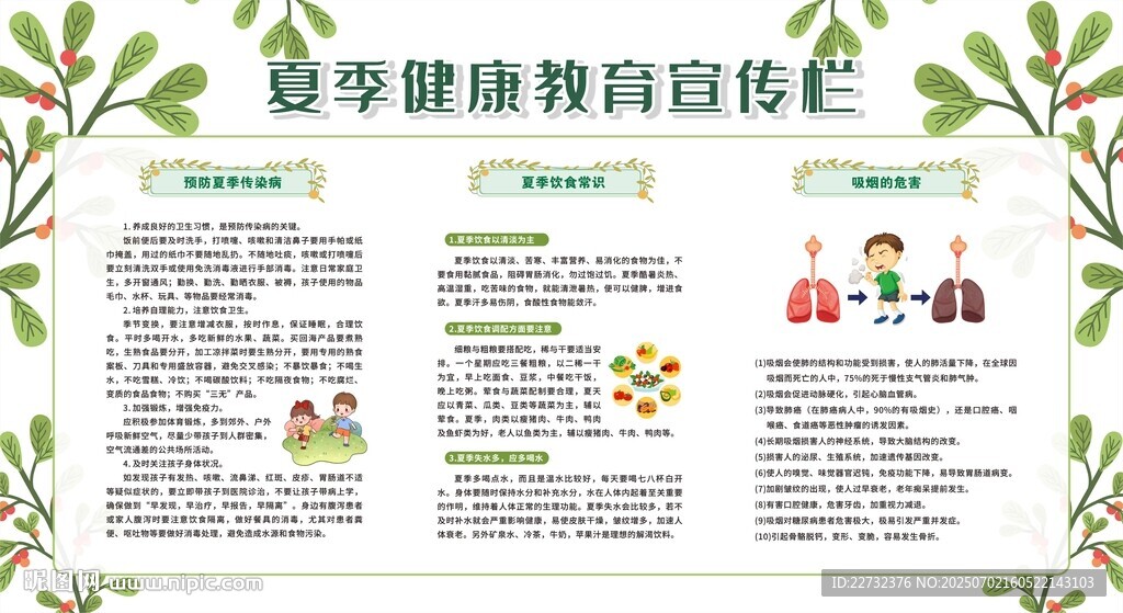 夏季健康校园宣传栏