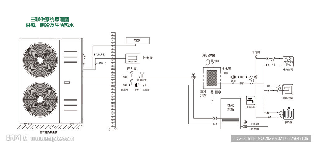 空气能热泵连接系统图