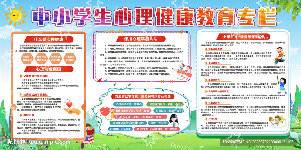 中小学生心理健康知识展板