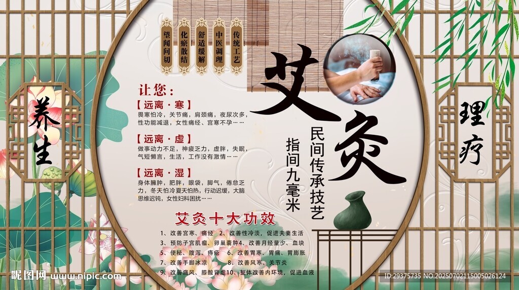 艾灸养生背景墙