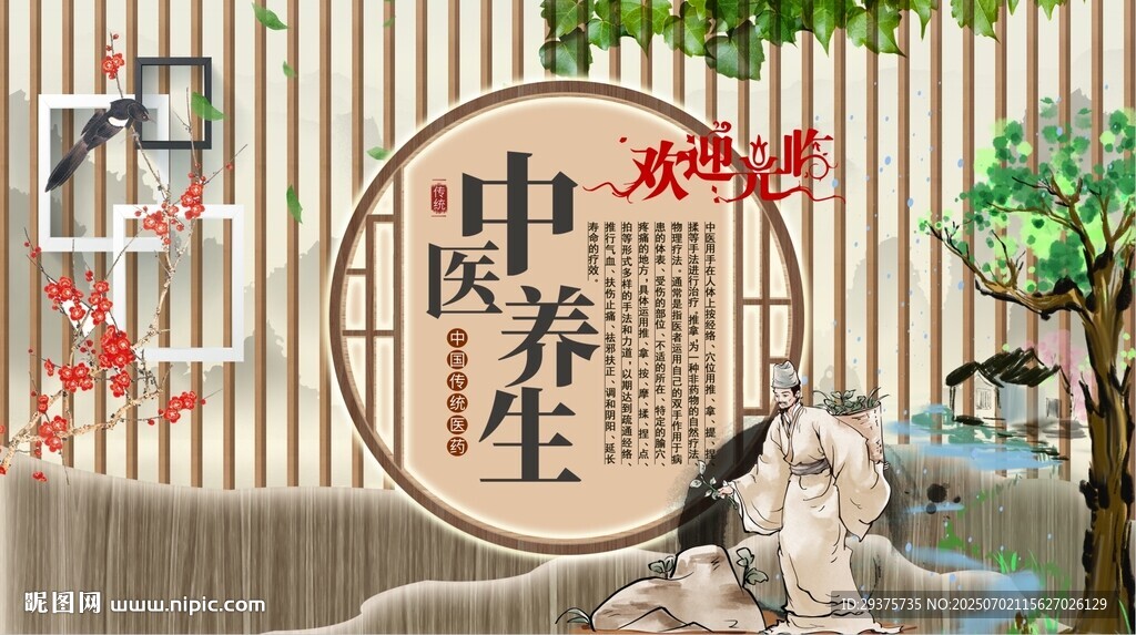 中医养生背景墙