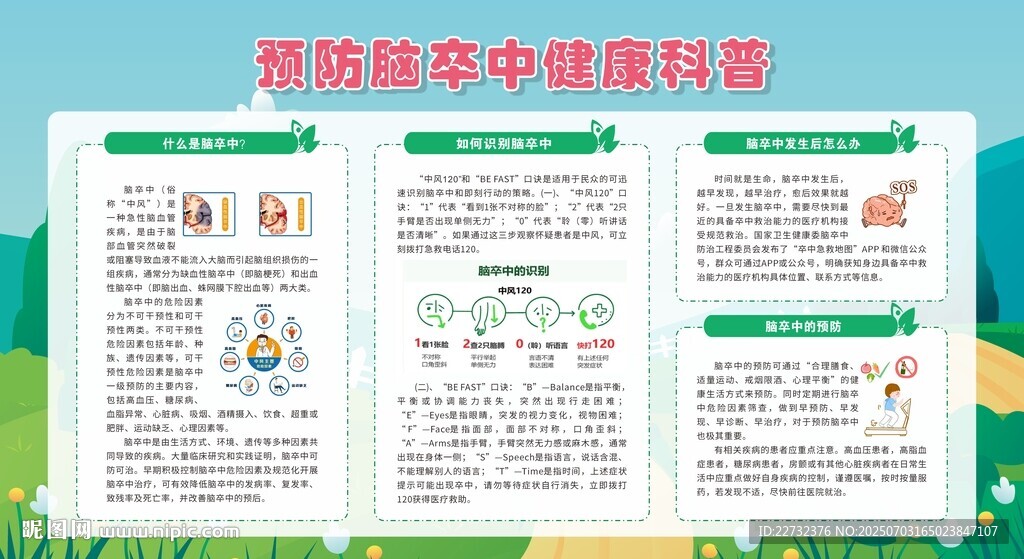 预防防治脑卒中宣传栏展板