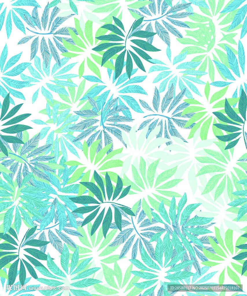 清新热带植物花纹图案