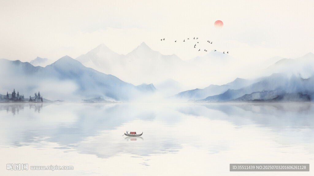 新中式水墨山水画