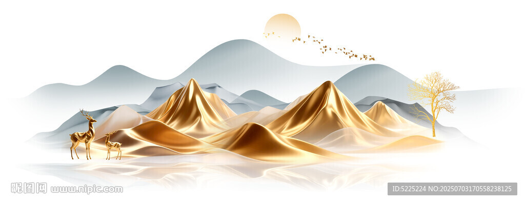 金箔山水画背景墙