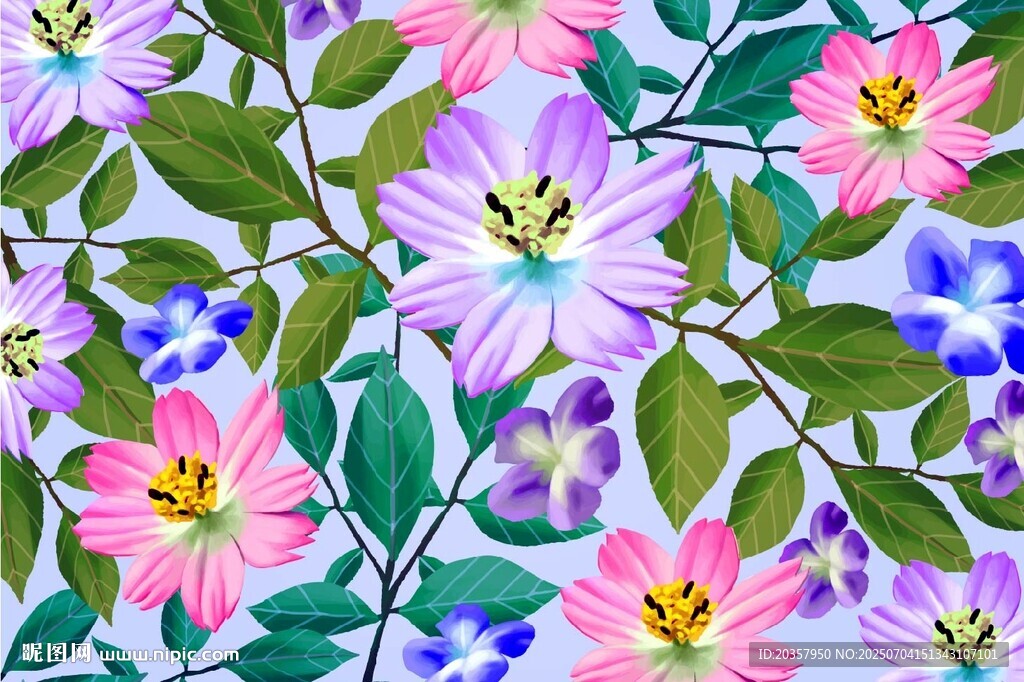 水彩花卉 花瓣图案 彩色花瓣 