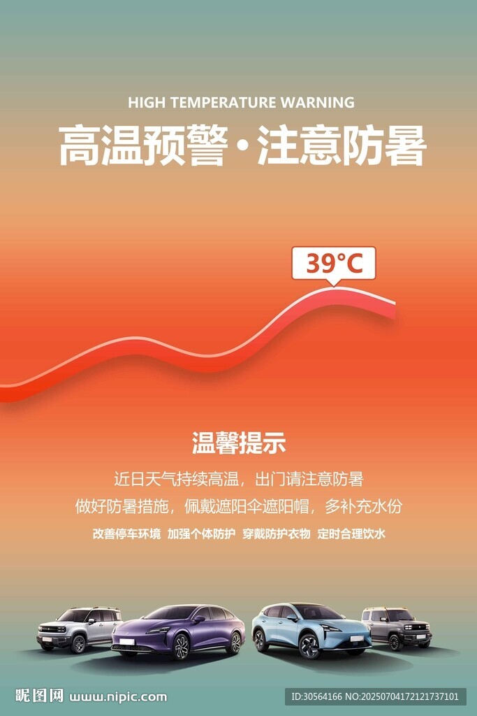 高温预警夏季活动海报