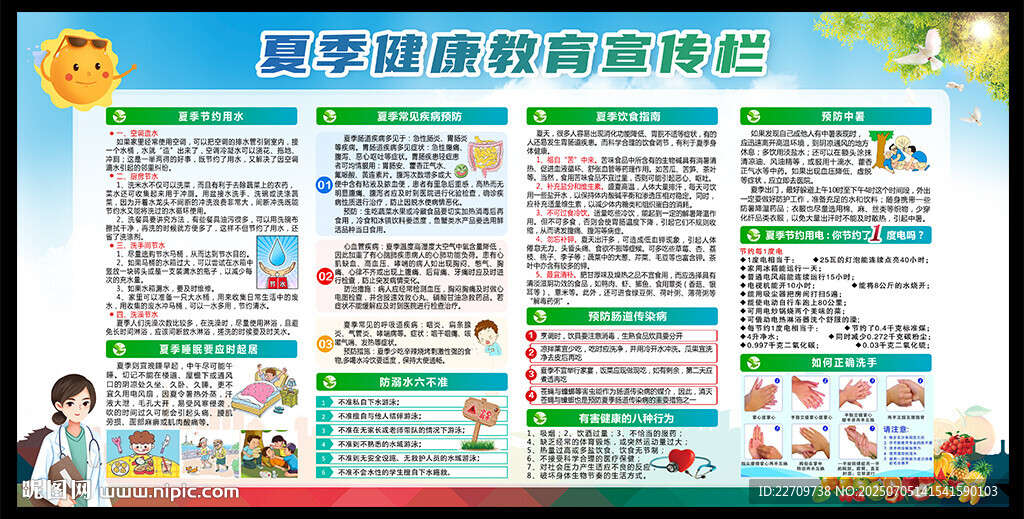 夏季健康知识宣传展板