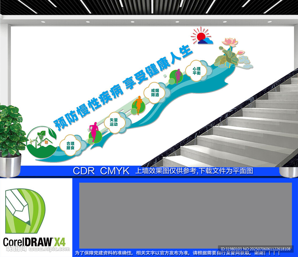 预防慢性疾病楼梯文化墙