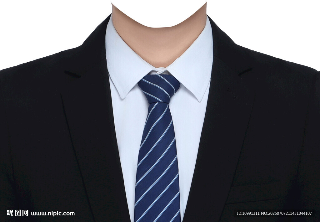 男人西装条纹领带证件照衣服素材